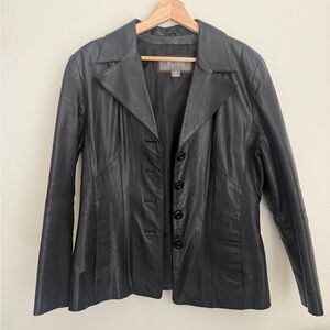 Black Leather Blazer Jacket